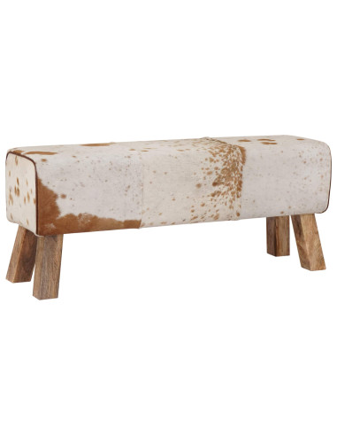panchina 110 x 30 x 45 cm Pelle Vera Marrone e bianco