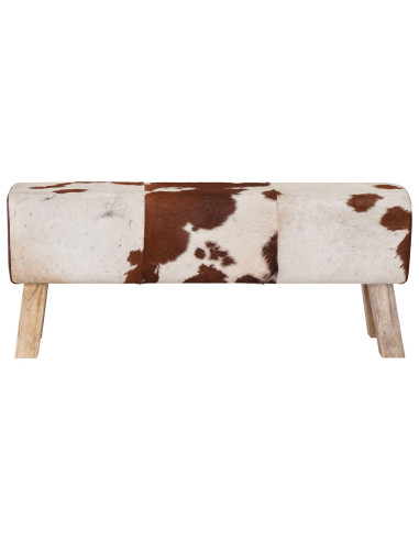 panchina 110 x 30 x 45 cm Pelle Vera Marrone e bianco