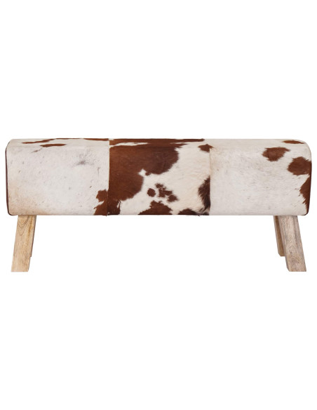panchina 110 x 30 x 45 cm Pelle Vera Marrone e bianco
