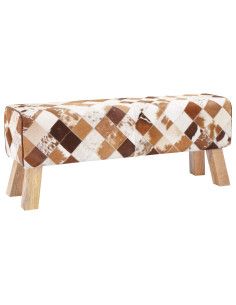 panchina 110 x 30 x 45 cm Pelle Vera Marrone Patchwork 2