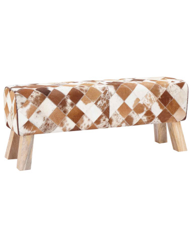 panchina 110 x 30 x 45 cm Pelle Vera Marrone Patchwork