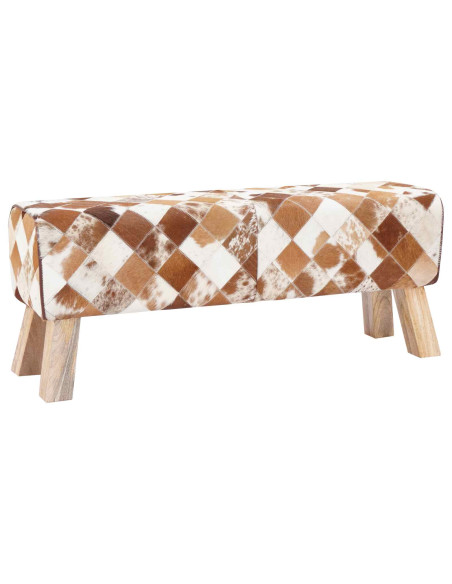 panchina 110 x 30 x 45 cm Pelle Vera Marrone Patchwork