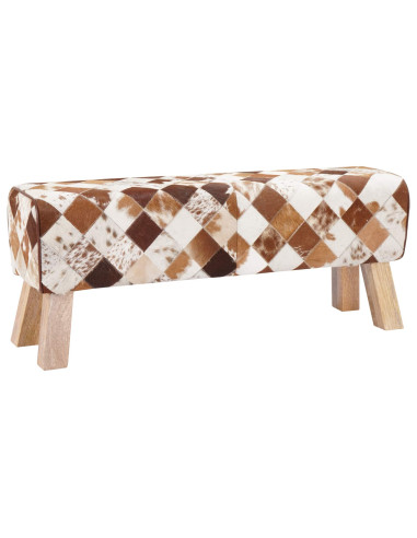 panchina 110 x 30 x 45 cm Pelle Vera Marrone Patchwork