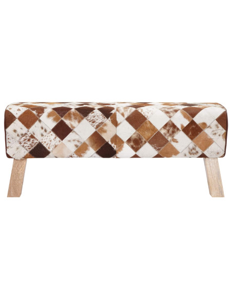 panchina 110 x 30 x 45 cm Pelle Vera Marrone Patchwork