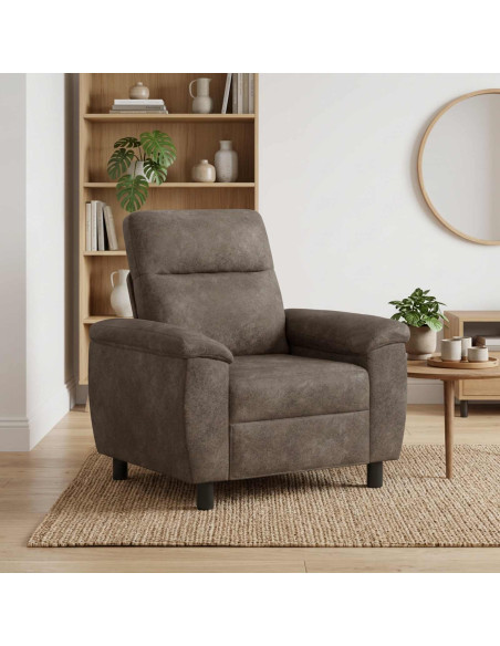 Divano Grigio Scuro 95 x 90 x 95 cm Pelle Scamosciata Sintetica