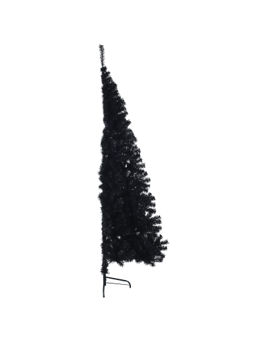 Albero di Natale artificiale con luci integrate Nero 210 cm PVC