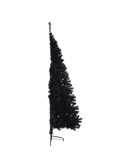 Albero di Natale artificiale con luci integrate Nero 210 cm PVC