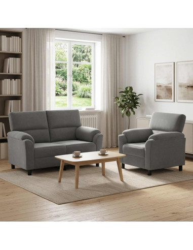 Set di divani 2 pcs Grigio Scuro Velluto