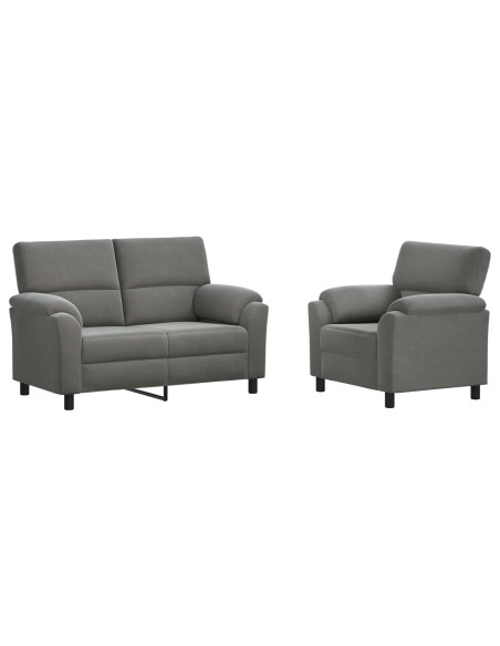 Set di divani 2 pcs Grigio Scuro Velluto