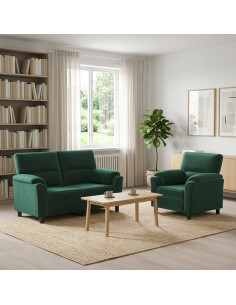 Set di divani 2 pcs Verde Scuro Velluto