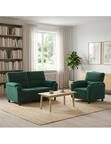 Set di divani 2 pcs Verde Scuro Velluto