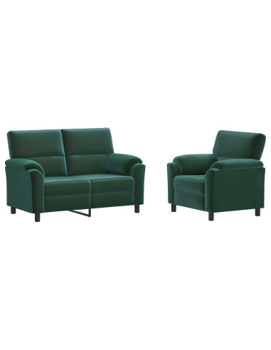 Set di divani 2 pcs Verde Scuro Velluto