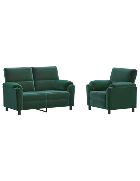 Set di divani 2 pcs Verde Scuro Velluto