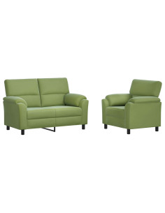 Set di divani 2 pcs Verde chiaro Velluto 2