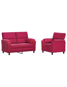 Set di divani 2 pcs Rosso Vino Velluto 2