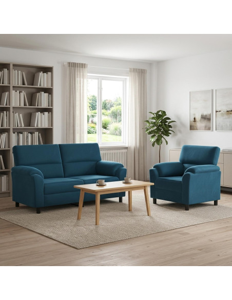 Set di divani 2 pcs Blu Velluto