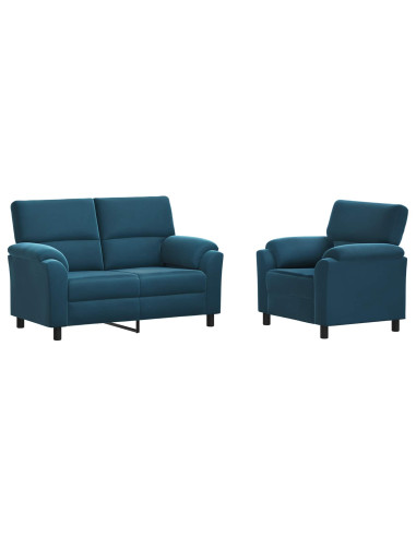 Set di divani 2 pcs Blu Velluto