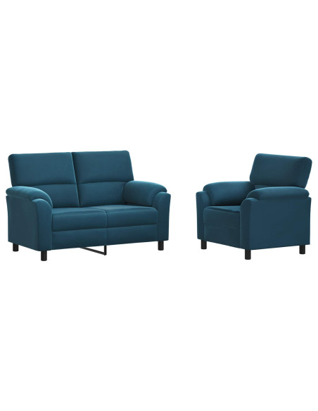 Set di divani 2 pcs Blu Velluto