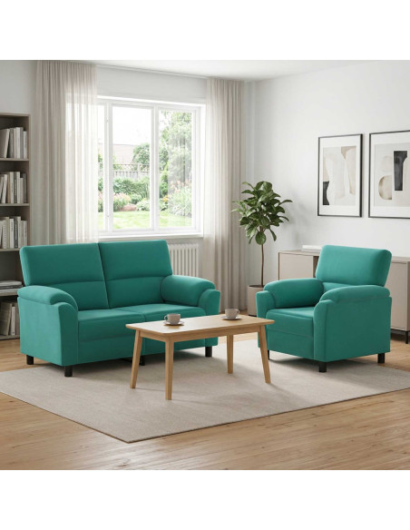 Set di divani 2 pcs Turchese Velluto