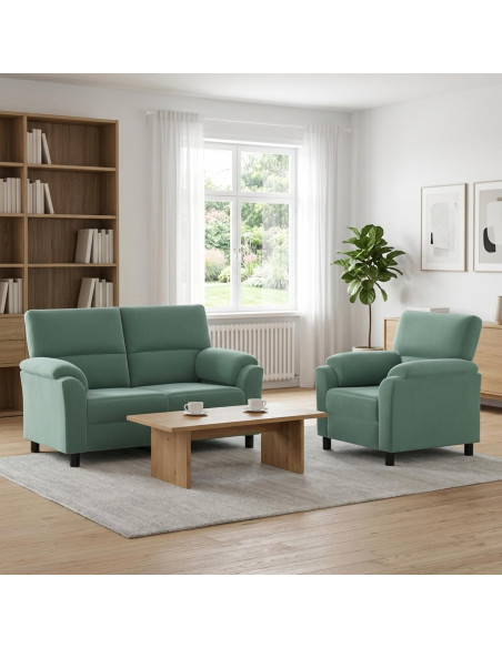 Set di divani 2 pcs Verde Mare Velluto