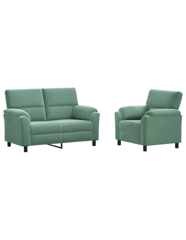 Set di divani 2 pcs Verde Mare Velluto