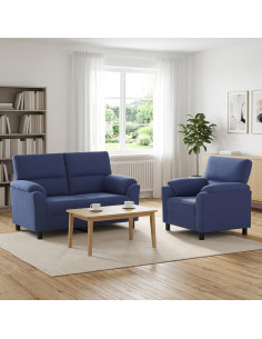 Set di divani 2 pcs Blu Polizia Velluto