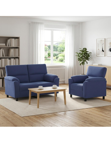 Set di divani 2 pcs Blu Polizia Velluto