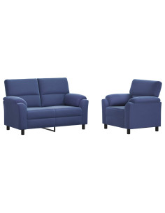 Set di divani 2 pcs Blu Polizia Velluto 2
