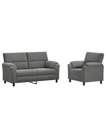Set di divani 2 pcs Grigio Scuro Velluto