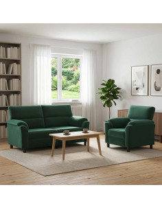 Set di divani 2 pcs Verde Scuro Velluto