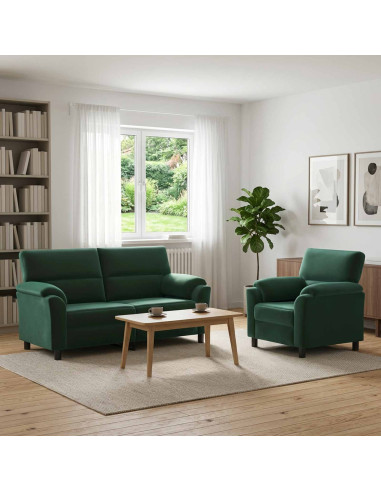 Set di divani 2 pcs Verde Scuro Velluto