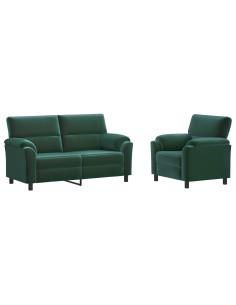 Set di divani 2 pcs Verde Scuro Velluto 2