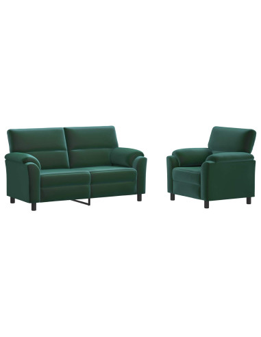 Set di divani 2 pcs Verde Scuro Velluto