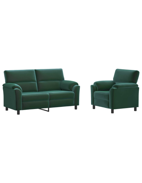 Set di divani 2 pcs Verde Scuro Velluto