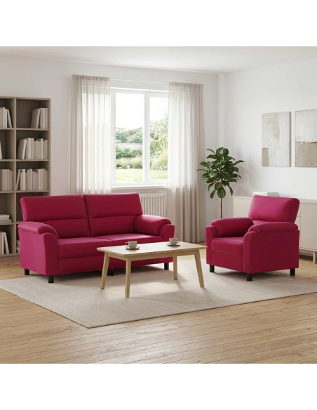 Set di divani 2 pcs Rosso Vino Velluto