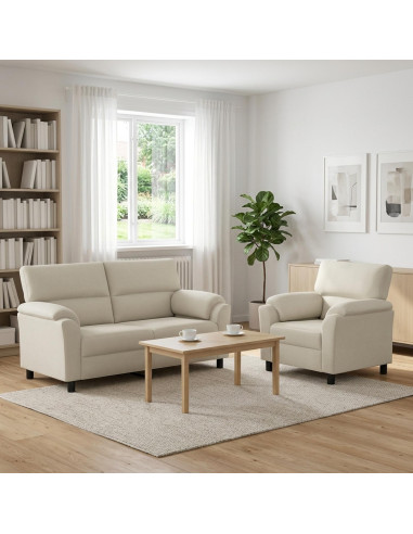 Set di divani 2 pcs Crema Velluto