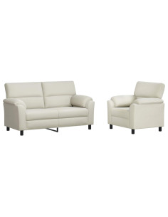 Set di divani 2 pcs Crema Velluto 2