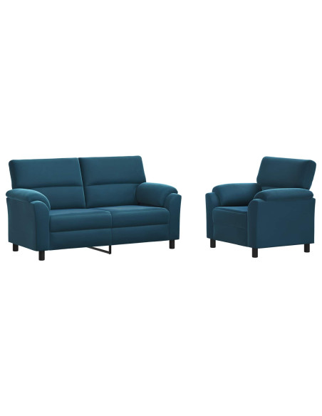 Set di divani 2 pcs Blu Velluto