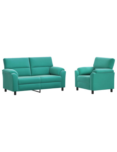 Set di divani 2 pcs Turchese Velluto