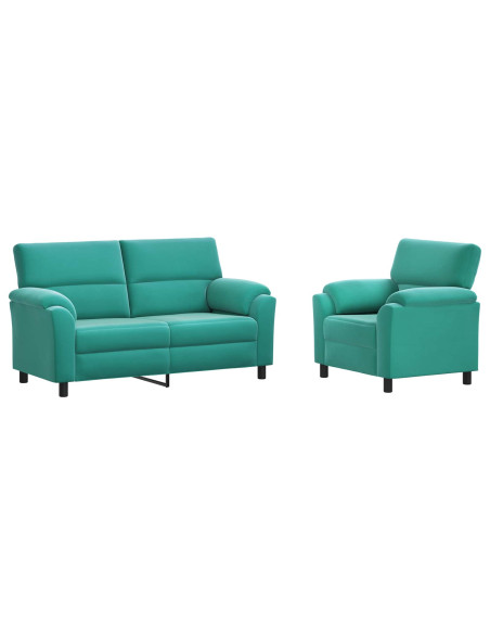 Set di divani 2 pcs Turchese Velluto