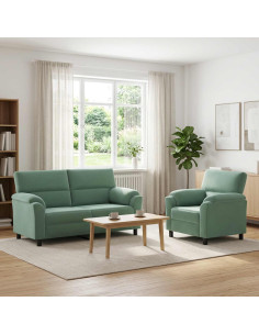 Set di divani 2 pcs Verde Mare Velluto