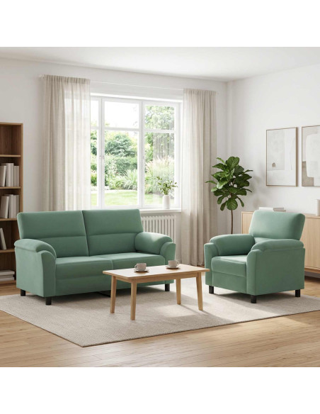 Set di divani 2 pcs Verde Mare Velluto