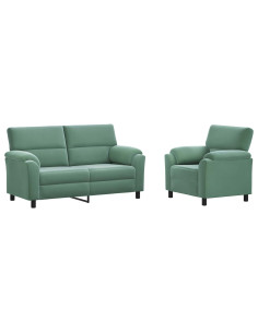 Set di divani 2 pcs Verde Mare Velluto 2