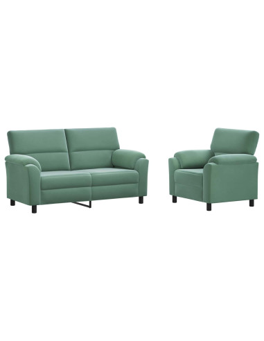 Set di divani 2 pcs Verde Mare Velluto