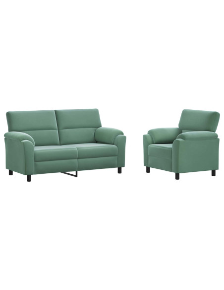 Set di divani 2 pcs Verde Mare Velluto