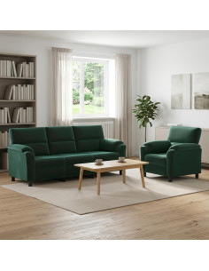 Set di divani 2 pcs Verde Scuro Velluto