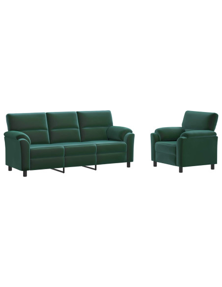 Set di divani 2 pcs Verde Scuro Velluto