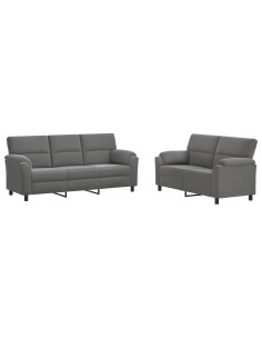 Set di divani 2 pcs Grigio Scuro Velluto 2