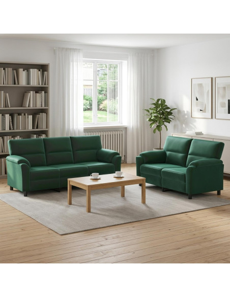 Set di divani 2 pcs Verde Scuro Velluto