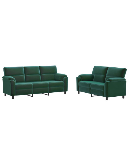 Set di divani 2 pcs Verde Scuro Velluto